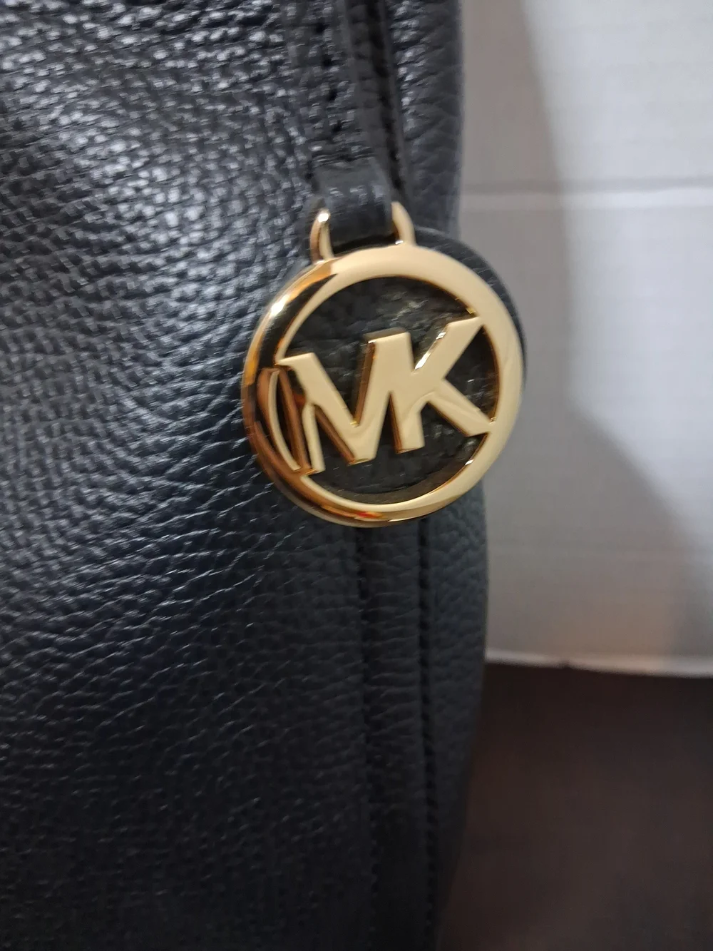 Michael Kors Black Pebbled Leather Hobo with Gold Accent